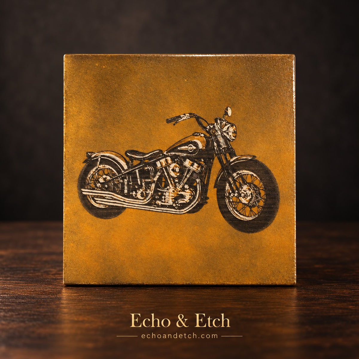 1958 Harley Laser-Engraved Painted Tile