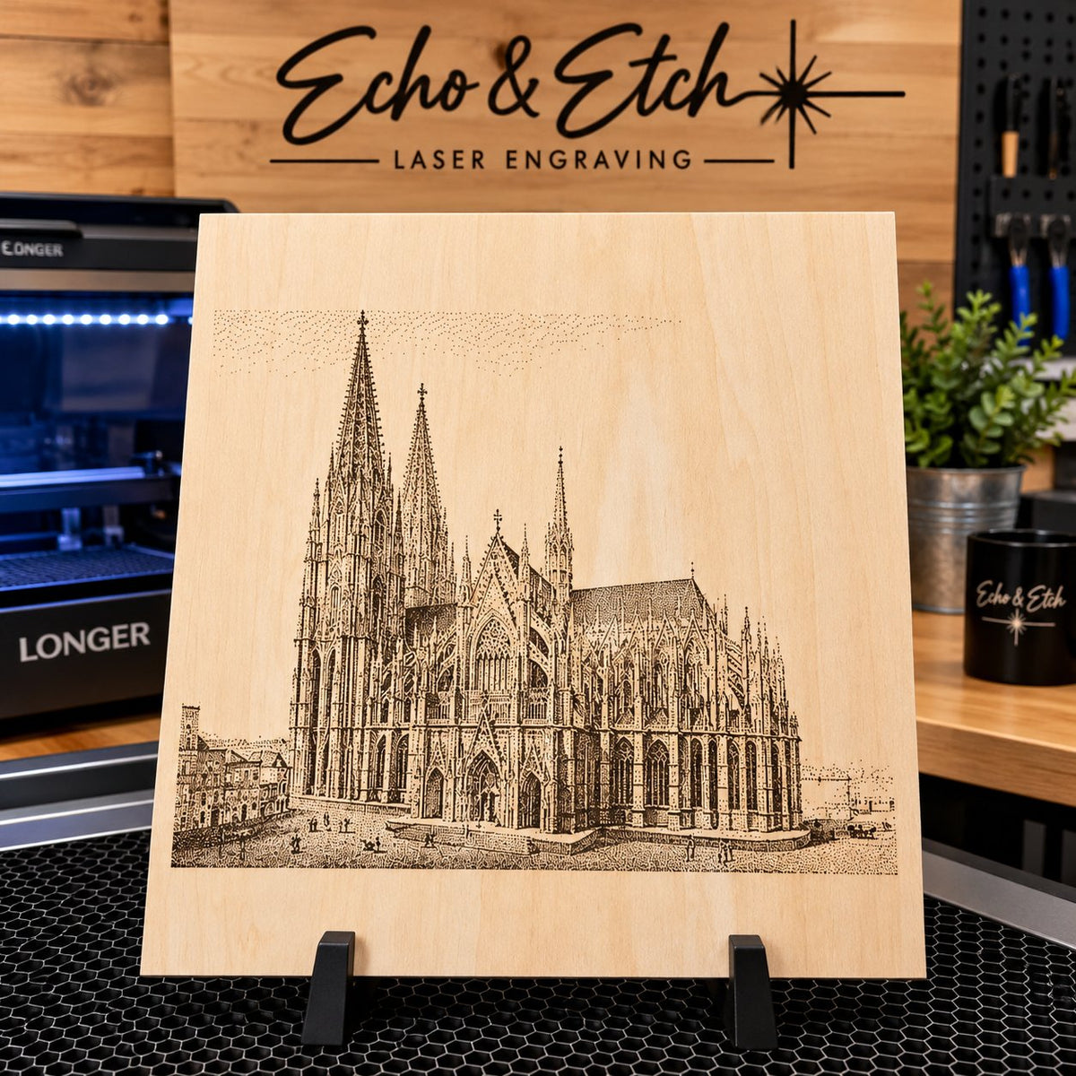 Kölner Dom Laser-Engraved Wooden Plaque