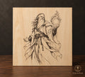 The Battle Mage laser-engraved wooden plaque