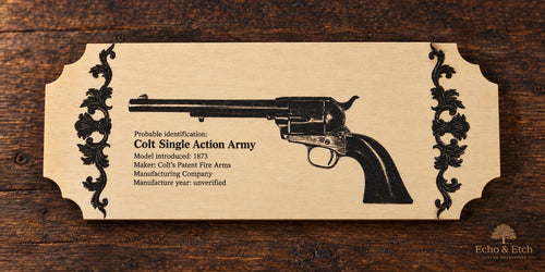Colt Single Action Army Laser-Engraved Wooden Plaque