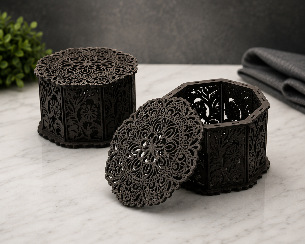Intricate Lace-Patterned Wood Box