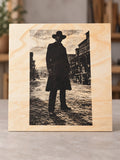 Gunslinger laser-engraved wooden plaque