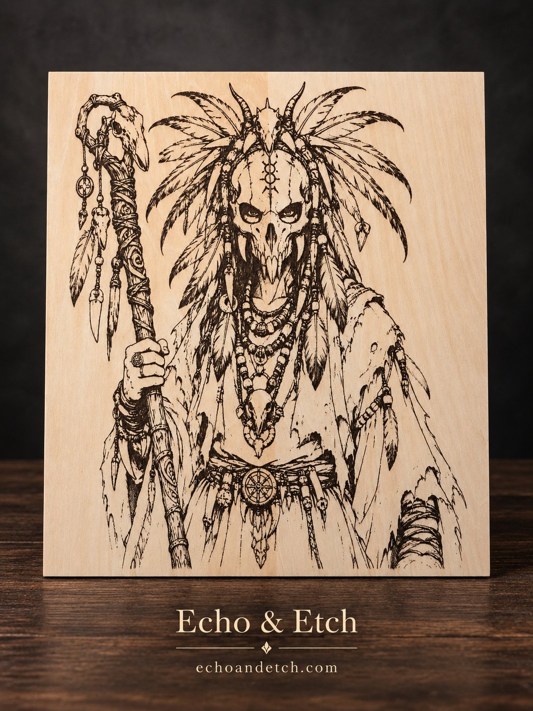 The Witch Doctor laser-engraved wooden plaque
